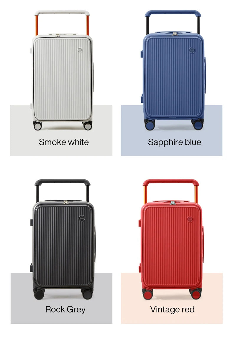 Mixi Front Laptop Pocket Suitcase Wide Handle Travel Suitcase Men 20''Carry-On Luggage Women PC Aluminum Frame Trolley Case 24''